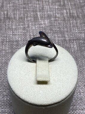 Vintage Sterling Silver Dolphin Ring Signed CED